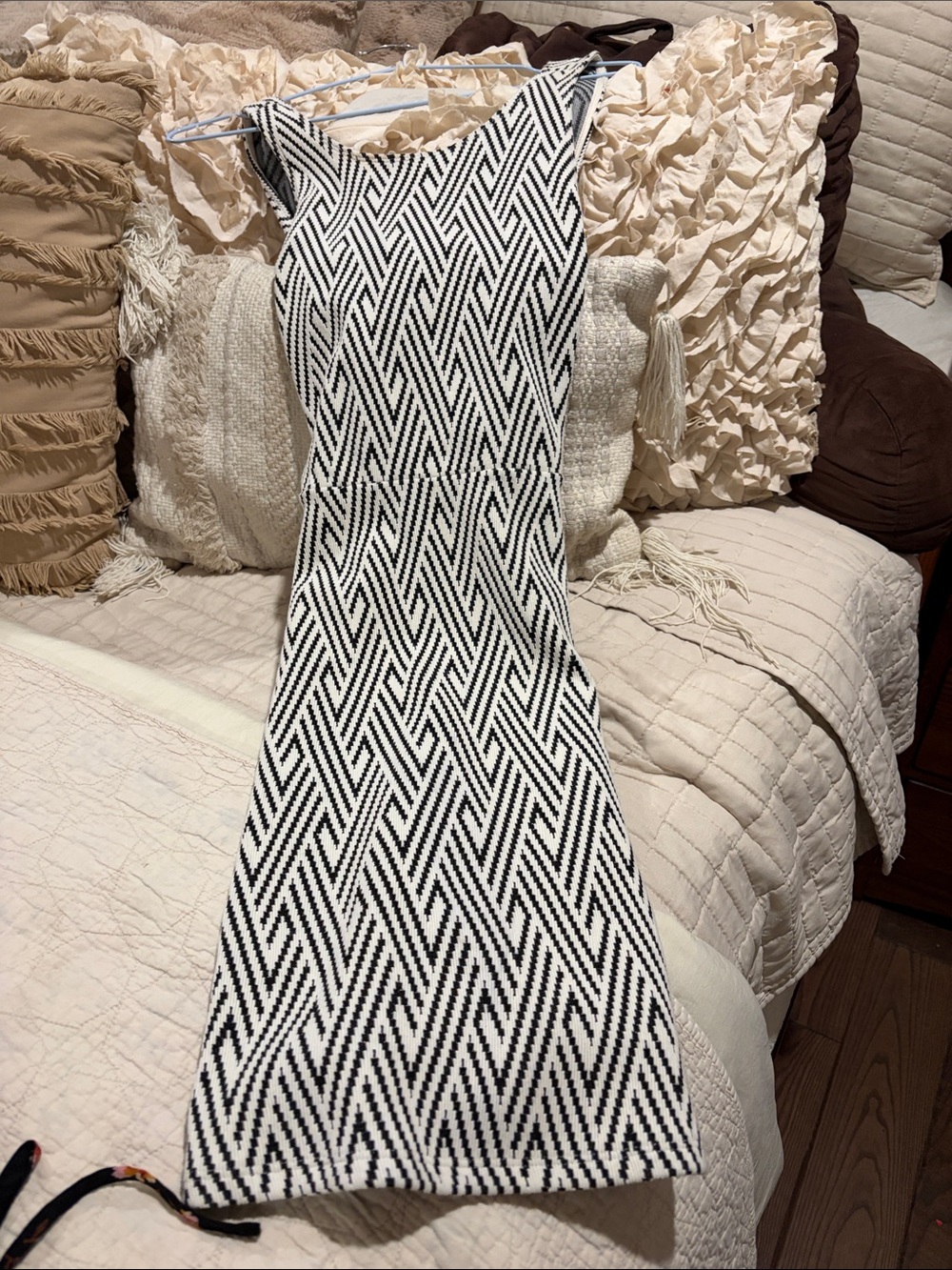 Hollister Black and White Geometric Knit Tank Dress
